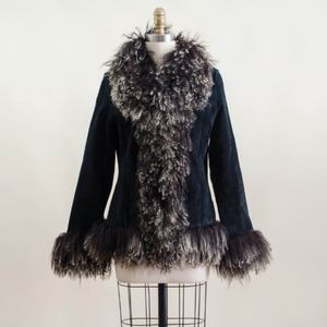 Vintage Pennylane Fur Trim Suede Coat